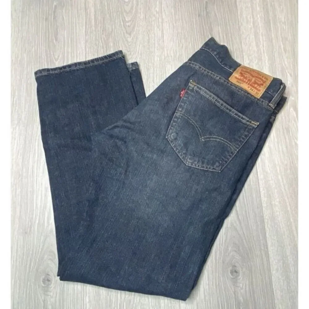 Vintage Levis Jeans Mens 34x30 505 Blue Dark Wash Black Bat Wing Tag 100% Cotton